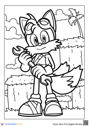 Tails the Fox with Wrench Coloring Page