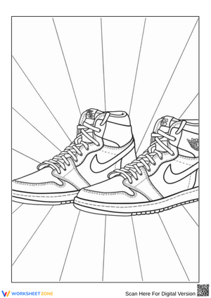 Pair of Jordan Sneakers Coloring Page with Radiant Lines