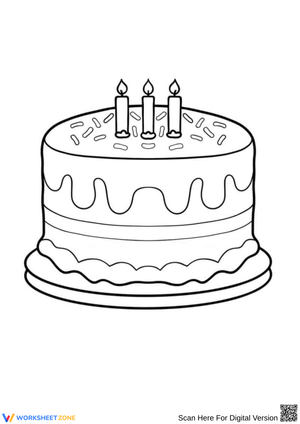 Simple Birthday Cake Coloring Page with Candles