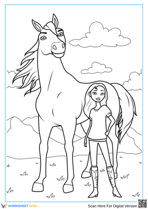 Spirit and Lucky Coloring Page – Girl and Horse Friendship