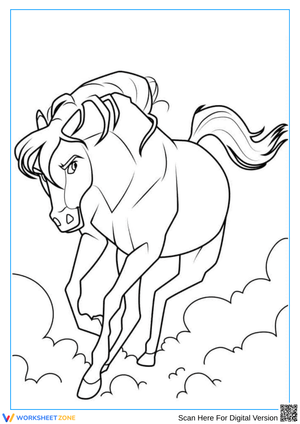 Spirit Horse Coloring Page – Powerful Gallop Scene