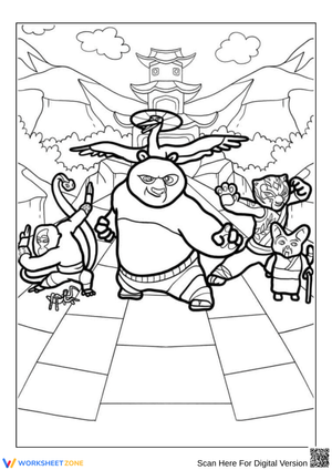 Kung Fu Panda Coloring Page – The Furious Five and Po