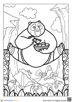 Kung Fu Panda Coloring Page – Po Eating Dumplings