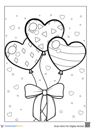 Heart-Shaped Balloons Coloring Page