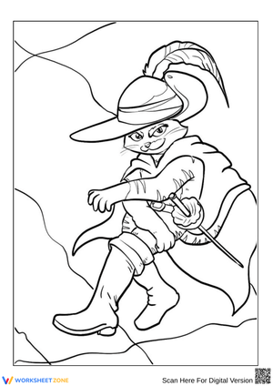 Brave Puss in Boots Cliff Pose Coloring Page