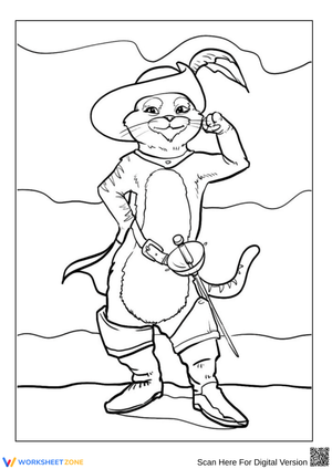 Confident Puss in Boots with Sword Coloring Page