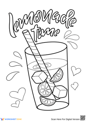 Lemonade Drink with Ice Cubes Coloring Page
