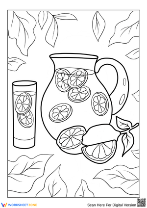 Lemonade Pitcher and Glass Coloring Page