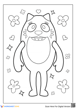 Yo Gabba Gabba Toodee with Flowers Coloring Page