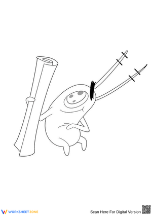 Plankton with Scroll Coloring Page – SpongeBob SquarePants