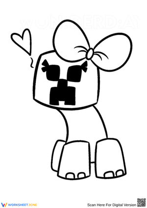 Cute Girl Creeper Minecraft Coloring Page