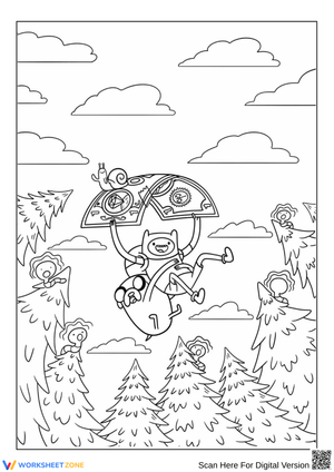Adventure Time Parachute Drop Coloring Page