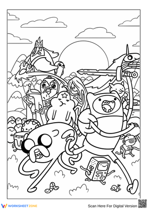 Adventure Time Heroes and Friends Coloring Page
