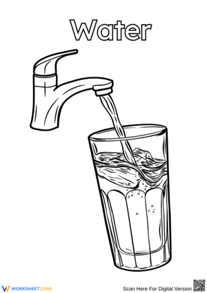 Glass of Water from Tap Coloring Page