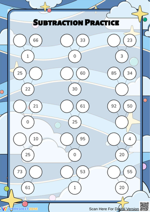 Subtraction Number Bonds Worksheet for Kids