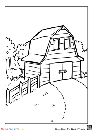 Barn in the Countryside Coloring Page