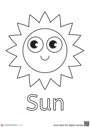 Cute Sun Coloring Page with Label