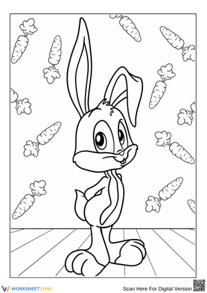 Bugs Bunny with Carrots Coloring Page