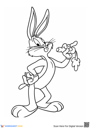 Bugs Bunny Holding a Carrot Coloring Page