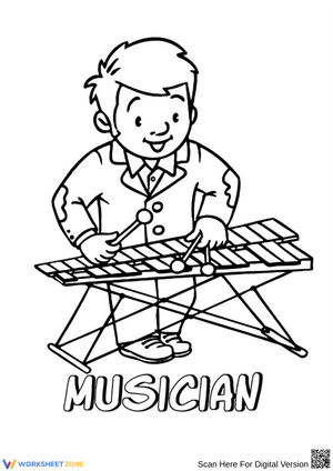 Musician Playing Xylophone Coloring Page for Kids