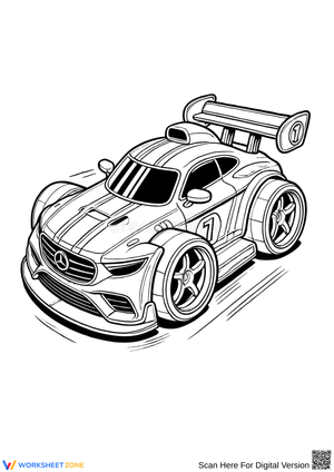 Turbo Sports Car Coloring Page for Kids