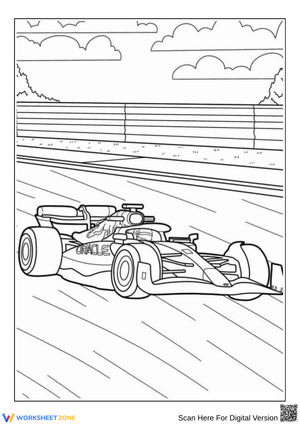 Formula 1 Race Car Coloring Page for Kids