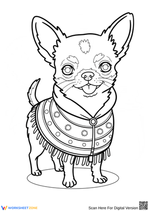 Chihuahua Dog in Sweater Coloring Page for Kids