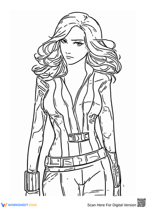 Black Widow Superhero Coloring Page for Kids and Fans