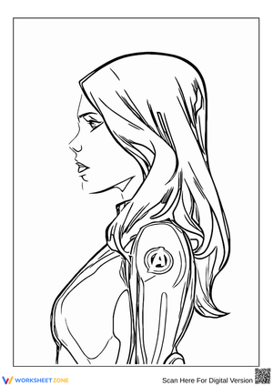 Black Widow Side Profile Coloring Page – Marvel Avengers