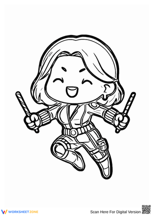 Chibi Black Widow Coloring Page – Marvel Superhero Fun