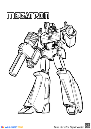 Megatron Coloring Page – Transformers Villain Artwork for Kids