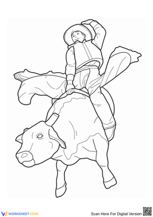 Bull Riding Coloring Page – Rodeo Action Scene