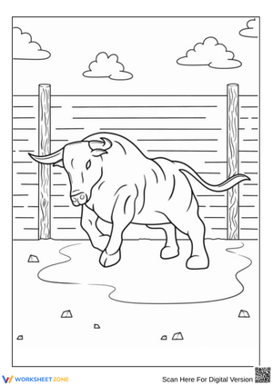 Bull Coloring Page – Arena Challenge Scene