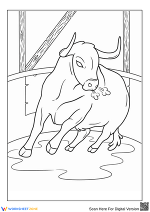 Bull Coloring Page – Charging in the Arena