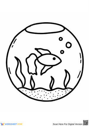 Aquarium Coloring Page – Simple Fish Bowl Scene for Kids