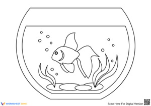 Adorable Fish Aquarium Coloring Page for Kids
