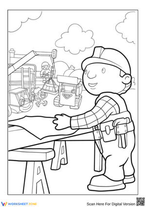 Bob the Builder at the Construction Site Coloring Page