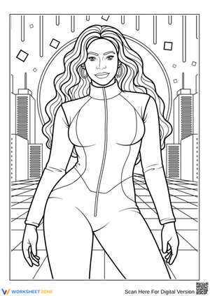 Beyoncé in Futuristic Bodysuit Coloring Page