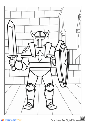 Knight with Sword and Shield Coloring Page