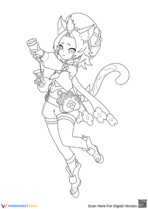 Genshin Impact Diona Catgirl Coloring Page