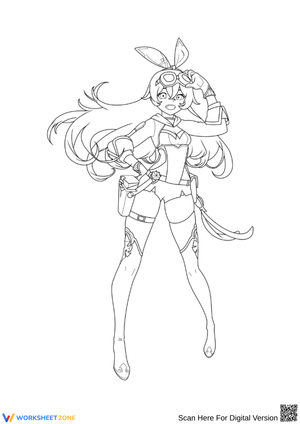 Genshin Impact Amber Outrider Coloring Page