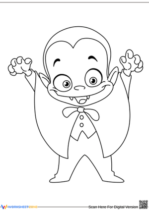 Cute Vampire Halloween Coloring Page