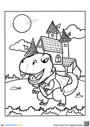 Vampire Dinosaur Halloween Coloring Page