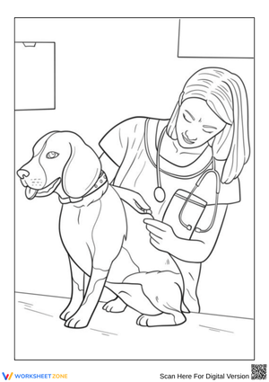 Beagle Coloring Page – Cute Dog at the Vet
