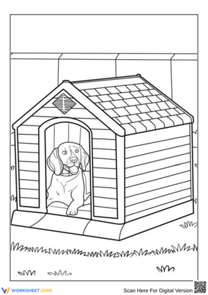 Beagle Coloring Page – Dog in a Cozy Doghouse
