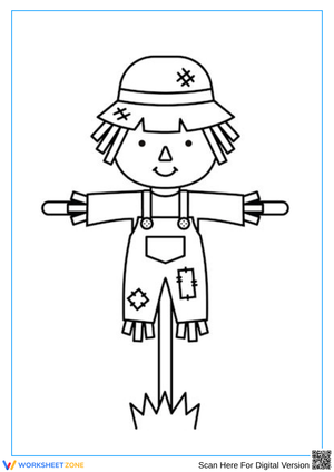Cute Scarecrow Coloring Page