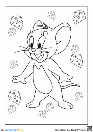 Jerry and Cheese Coloring Page