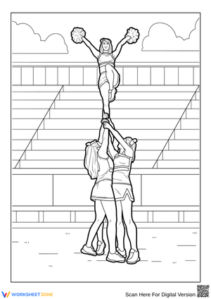 Cheerleading Stunt Coloring Page
