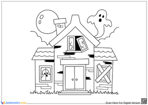 Haunted House Halloween Coloring Page