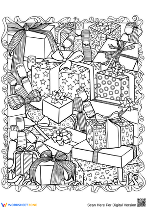 Gift Boxes and Bows Coloring Page